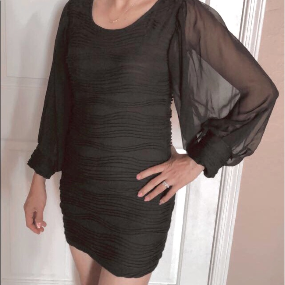 Black Short See-through Sleeves Dress